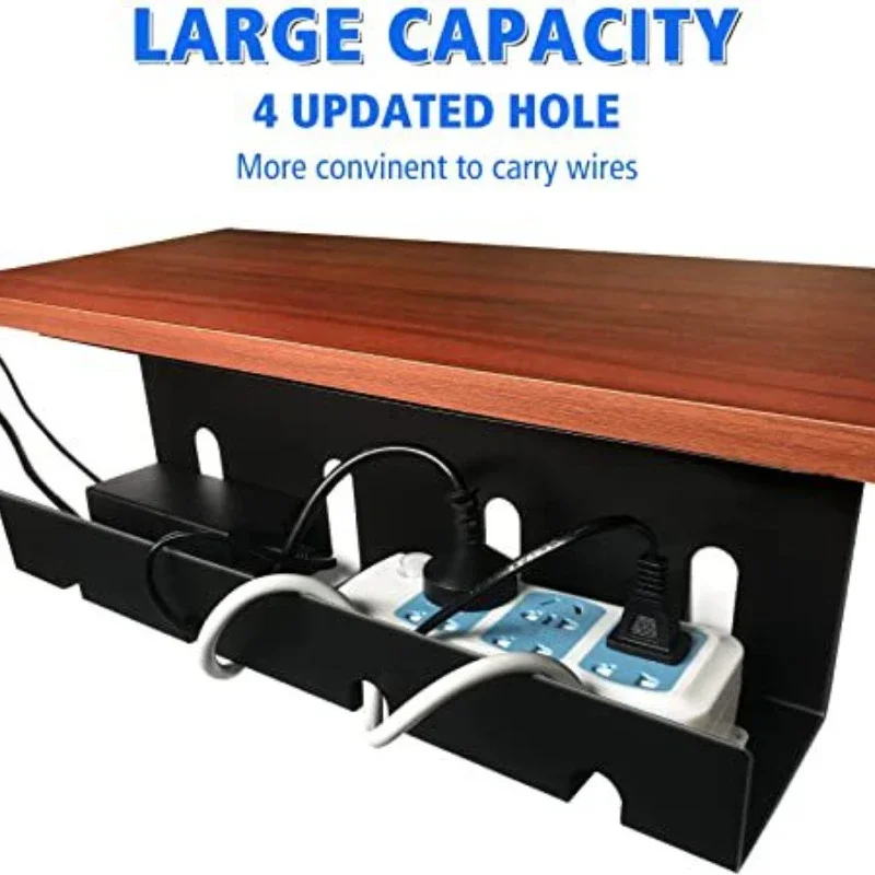 Under Desk Cable Management Tray, No Drill Steel Desk Cable Management Tray with Wire Organizer and Desk Cord Organizer