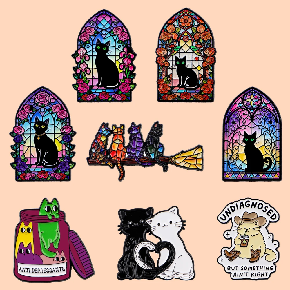 Bunte süße Katze Emaille Pin Abzeichen Broschen für Frauen Anstecknadeln für Rucksäcke Modeschmuck Accessoires Geschenke