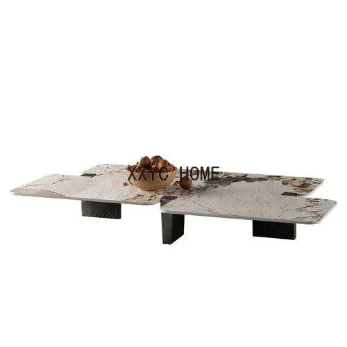Italian Simple Stone Plate Coffee Table Shaped Design Sense Tea Table Living Room Modern Light Luxury furniture living room