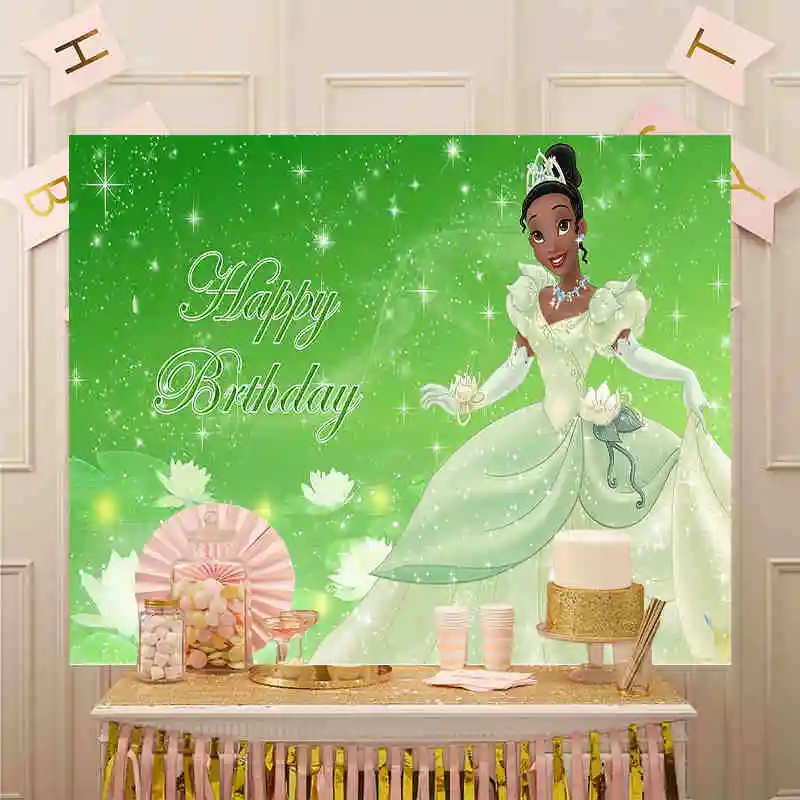 Disney Blue Dress Tiana Princess And The Frog  Girls Indoor Birthday Party Decoration Banner Backdrop Background  Photography