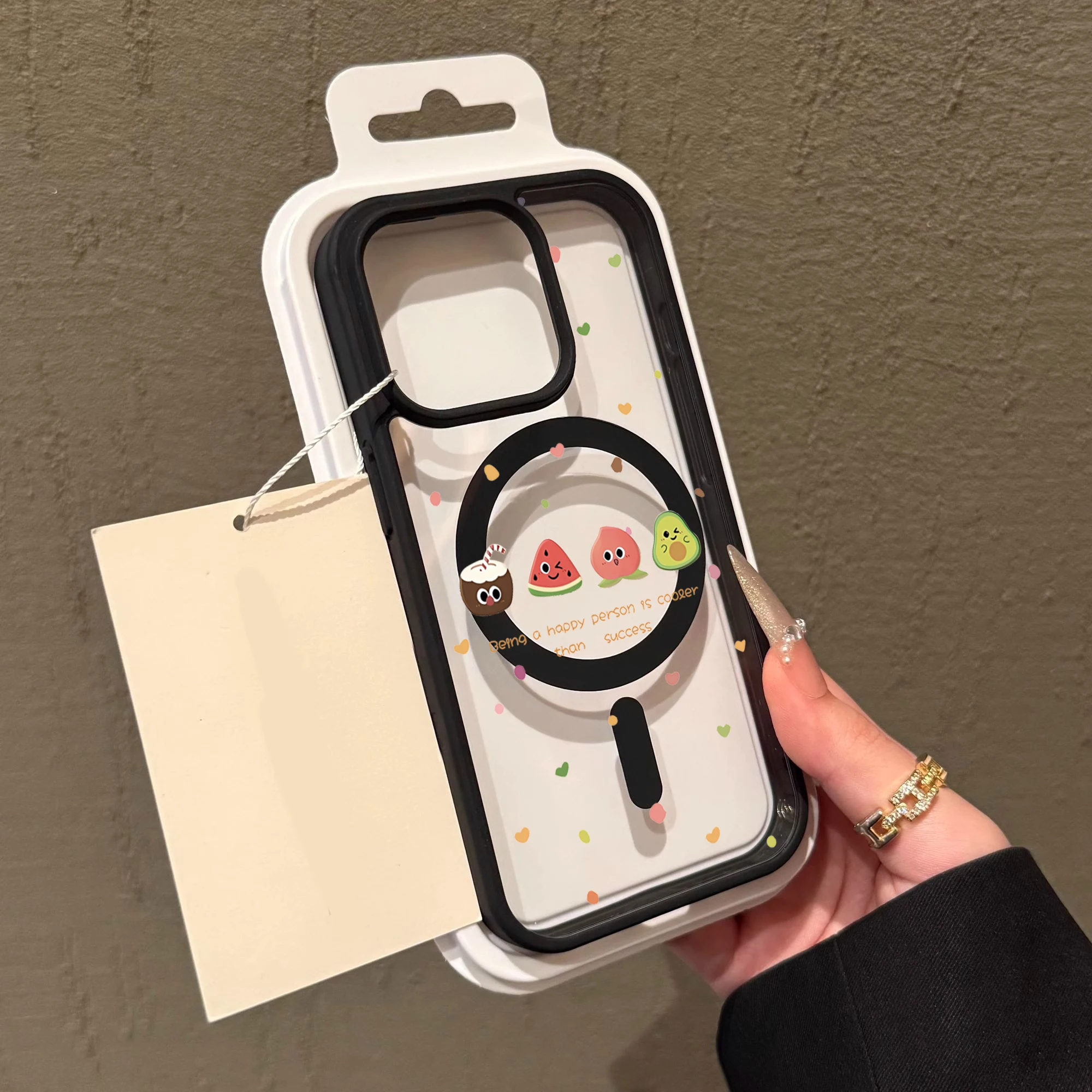 Niedliche Kirschfrucht Transparente Hülle für Magsafe iPhone 16 15 Pro Max 17 16 15 14 11 13 12 Pro Max Plus Hüllen Drahtloses Laden TPU-Cover – Detail 1
