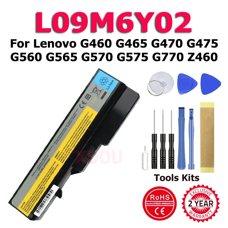 

XDOU High Quality L09M6Y02 4400mAh Battery For Lenovo G460 G465 G470 G475 G560 G565 G570 G575 G770 Z460 + Tool