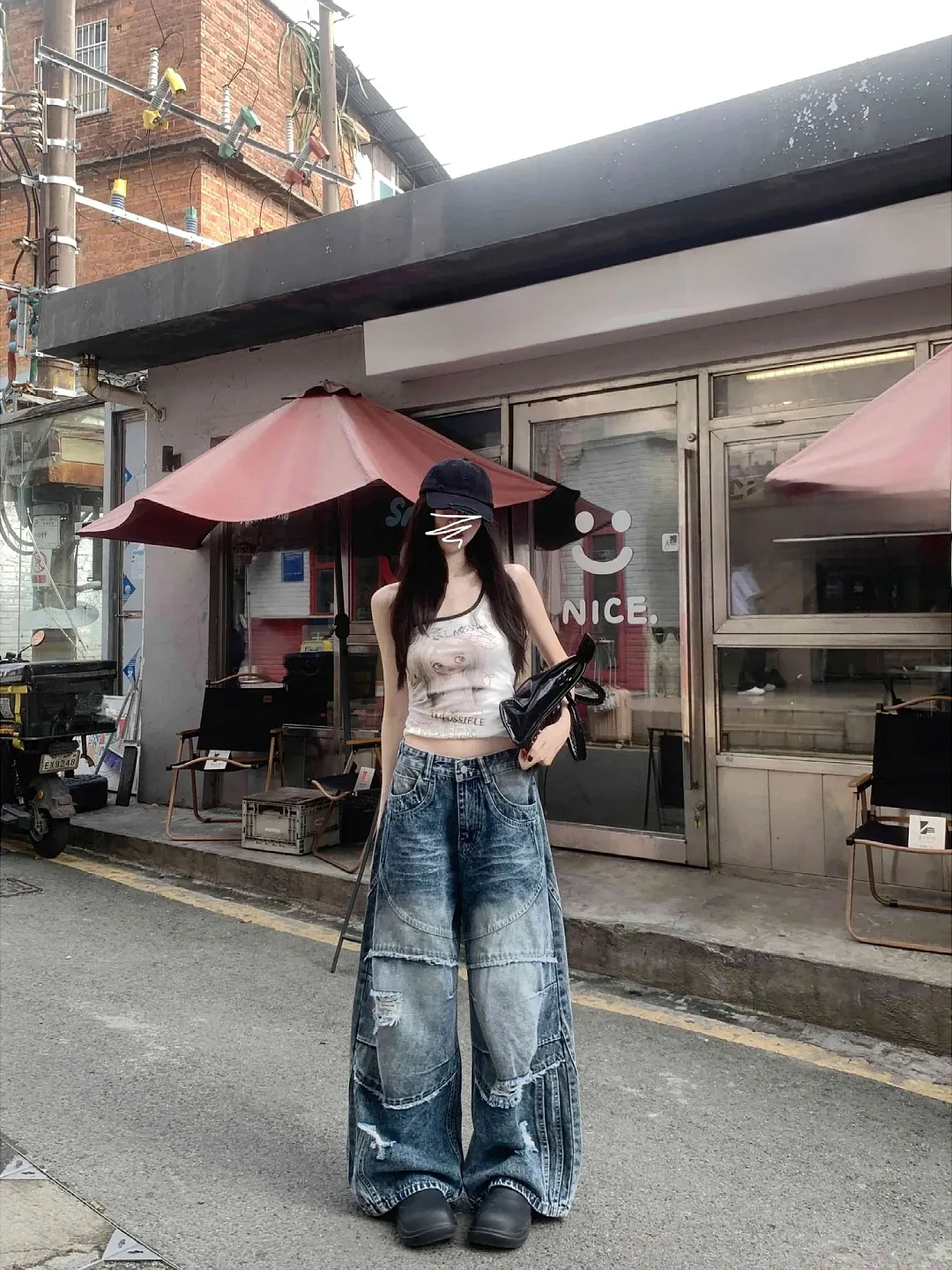 

plus Size Women's Vintage Loose Fit Jeans High Waist Wide Leg Pants Torn Summer Fashion Street Style Korean Version