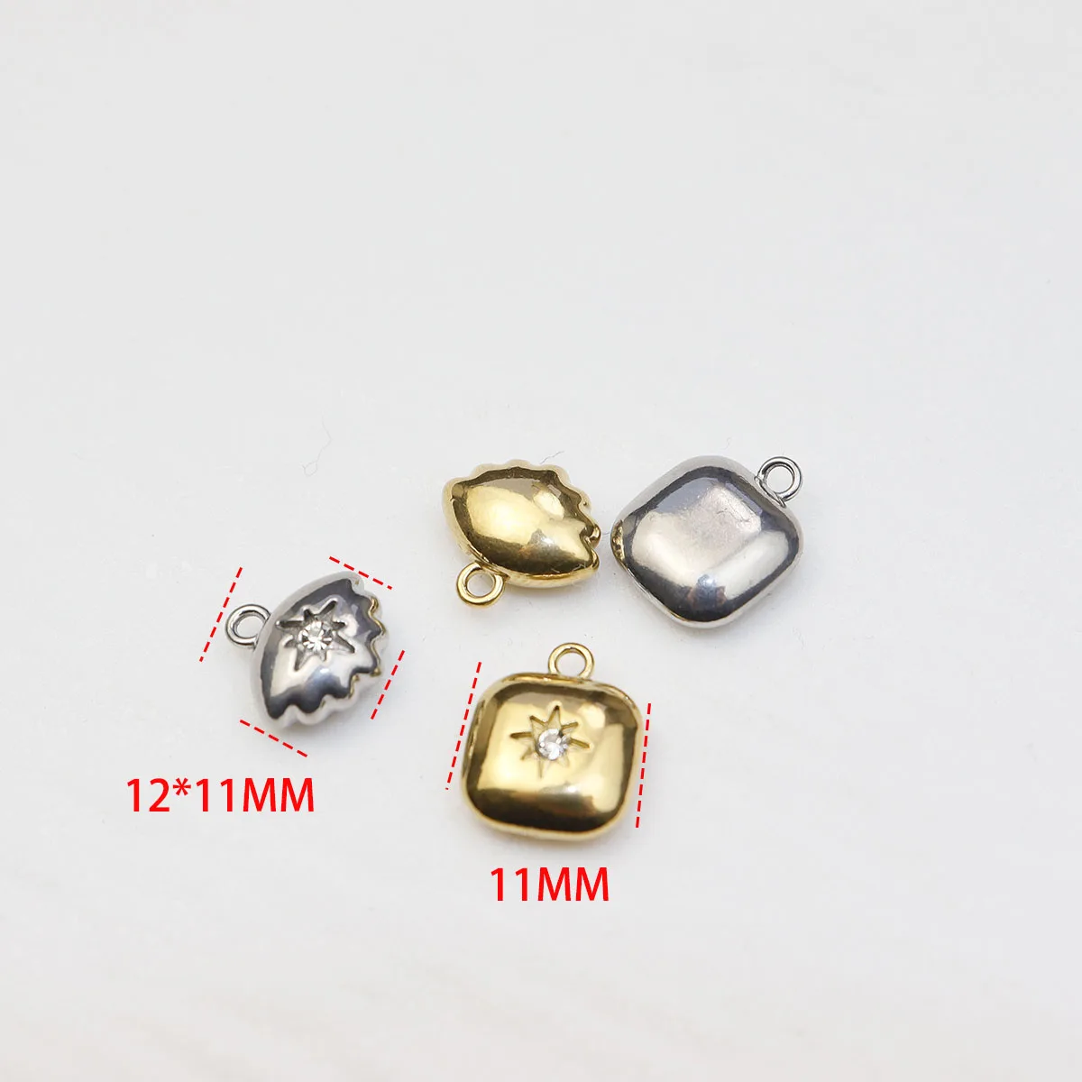 5pcs Casting Stainless Steel Stones Componets Charms Pendant DIY Necklace Earrings Bracelets Jewelry Charm PVD Plate Water Proof