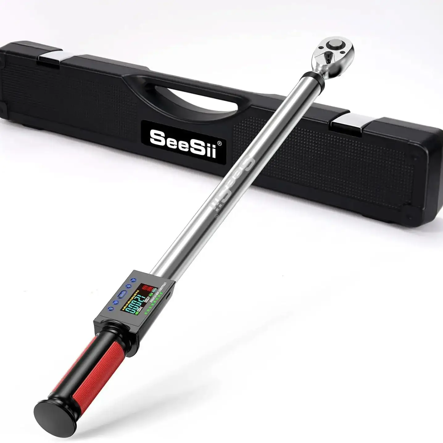 Seesii 1/2" 340N.m Digitaler Drehmomentschlüssel mit 2% Drehmomentgenauigkeit Elektrischer Drehmomentschlüssel mit 3 Einstellbaren Modi für Autopflege