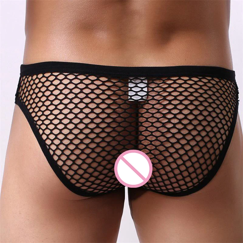 Sexy Men Transparent Briefs Mesh Underwear Breathable Male Panties Gay Perspective Underpants Slips Homme Erotic Panties