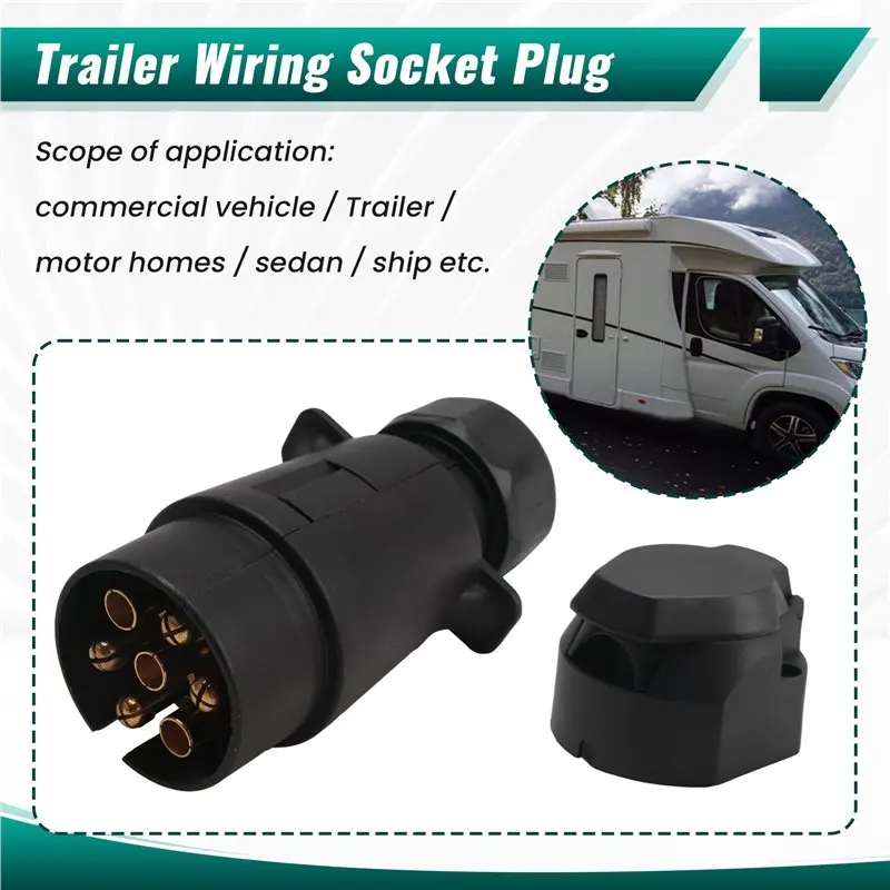 Reliable 7 Pin European Trailer Socket+Plug Tow Bar Connector Adapter For Car RV Truck Boat Caravans Transfer Signal Adapter 12V