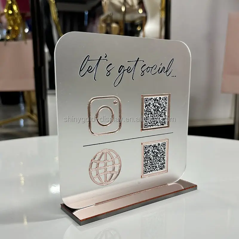 Customized Acrylic QR Code Payment Plaque with Personalized Logo Social Media Display for Shop Store Desktop Decor Business Scan