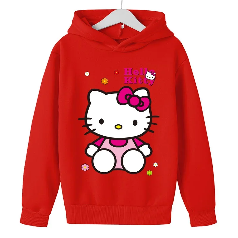 Spring and Autumn 2023 Hello Kitty Hoodie Anime Hello Kitty Hoodie Sweatshirt Kids Coat Baby Boys Girls Clothing