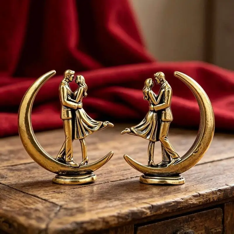 Messing-Statue eines umarmenden Paares, moderne Kunstfigur, handgefertigtes, poliertes Liebesornament für Schlafzimmer, Wohnzimmer, Heimdekoration – Detail 9