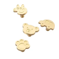 Creative children's room cabinet door handle Cute bear head cat claw car single hole brass handle