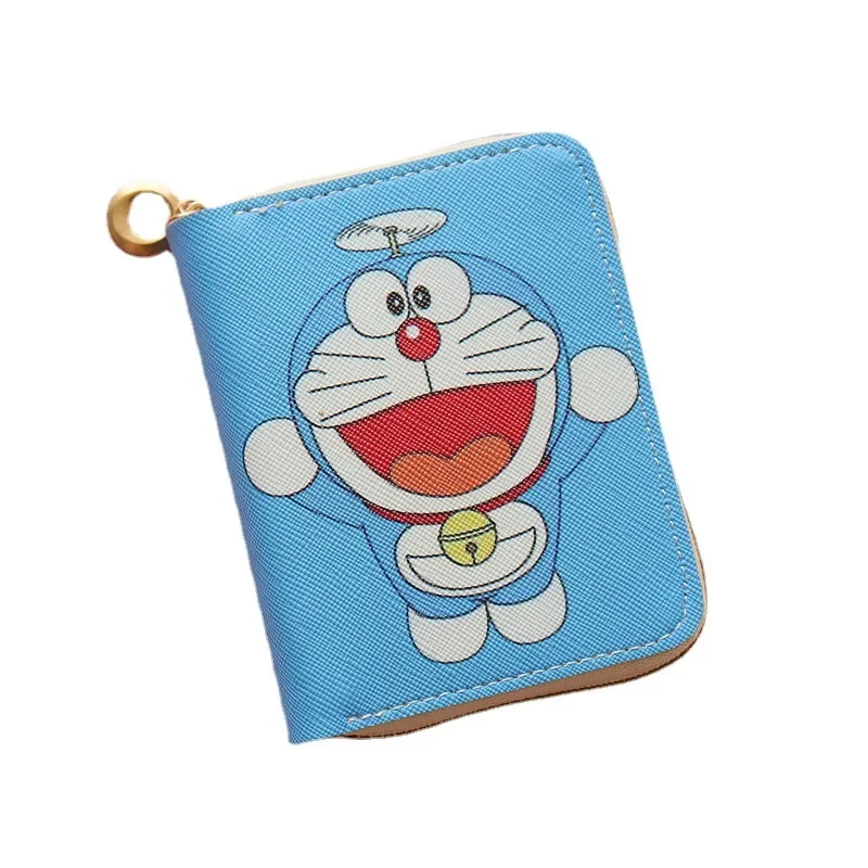 Bolsa corta de Doraemon con estampado de Anime, tarjetero de dibujos animados, Mini monedero con cremallera, monederos Kawaii, llaveros, gran oferta