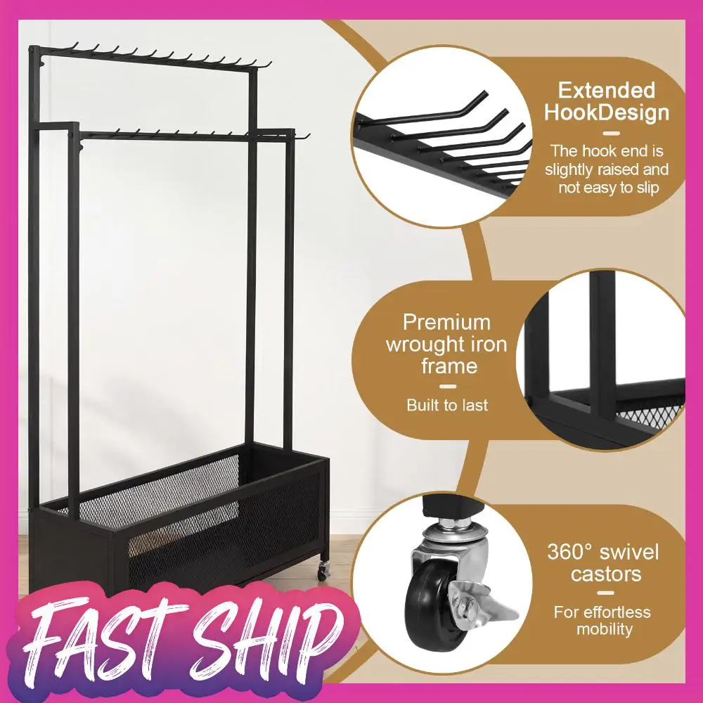 

Двухуровневая напольная вешалка для ремней с колесиками и крючками, передвижной органайзер для галстуков и ремней для спальни, одежды, розничной торговли