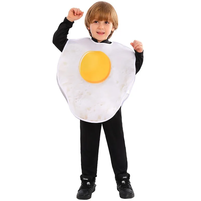 

Halloween Children's Fried Egg Party Costume Funny Food Role-playing School Entertainment Performance Polyester Fiber
