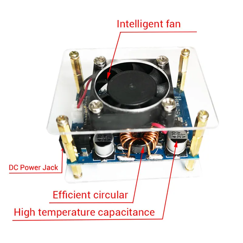 DC impulso automático Buck Converter Board, ajustável Step Up Down Power Module, Solar carregamento Display Shell, 60W, 6A, ZK-DP60