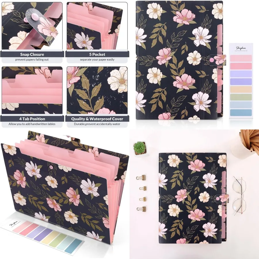 

Расширяющаяся папка для файлов SKYDUE с 5 карманами, органайзер для файлов-аккордеона для портативного хранения документов для чеков, идеально подходит для Sch