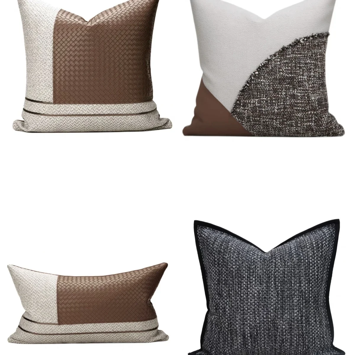 

Современная светлая роскошная коричневая наволочка из искусственной кожи с тканым узором, черный, коричневый, бежевый, наволочка для спинки подушки Wasit