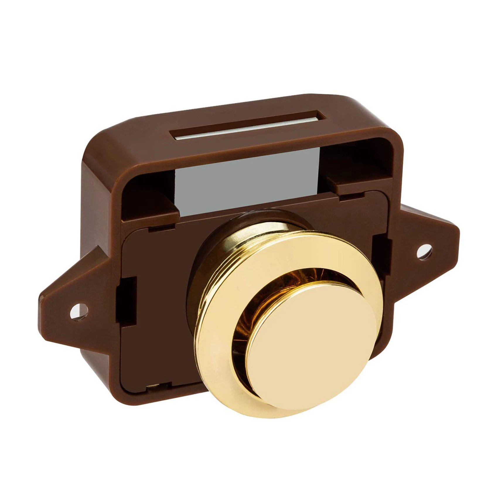 PZHI-10Pcs Keyless Push Button Catch Door Knob Lock For RV Caravan Cabinet Boat Motor Home Cupboard, Brown Gold
