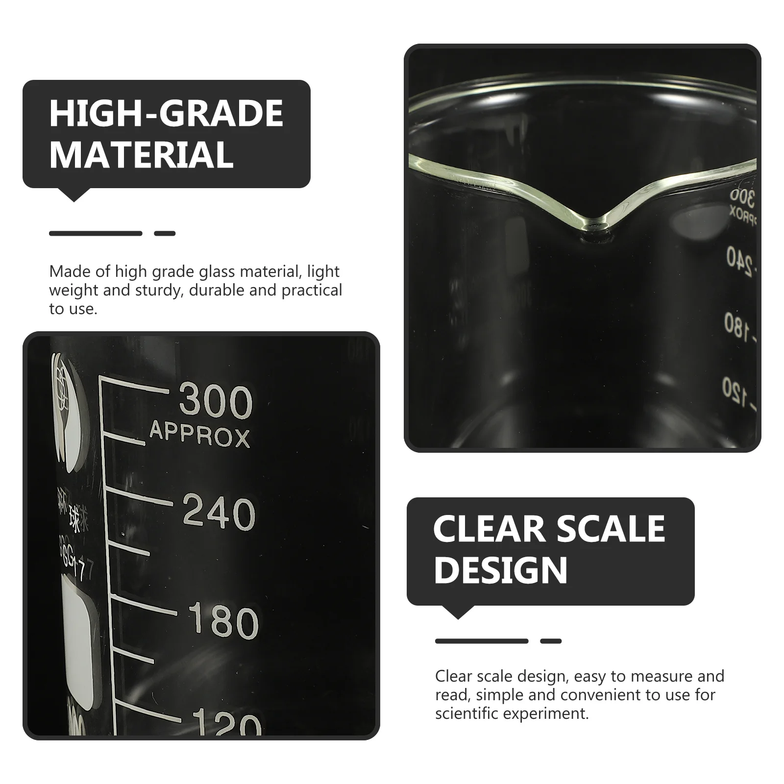 

4Pcs Glass Beaker Set Chemistry Measuring Cups Clear Scale Heat Resistant Lab Equipment Laboratory Glassware Lab Equipment