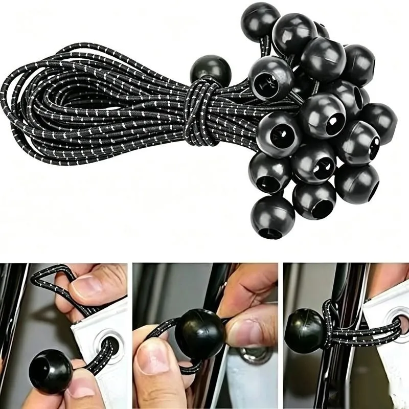 52 pcs 20cm Decorative Elastic Tie Downs for Outdoor Tent Binding, Tough Anti-Deformation, Polka Dot Pattern Design