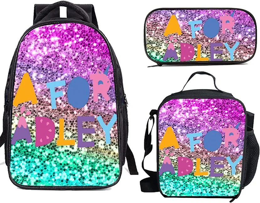 Harajuku Novelty Funny AFOR ADLEY 3pcs/Set Backpack 3D Print School Student Bookbag Anime Laptop Daypack Lunch Bag Pencil Case