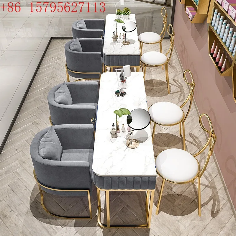 

Маникюрный стол, скандинавский мраморный маникюрный стол и набор стульев, комбинация одиночного, двойного маникюрного стола, простой прием