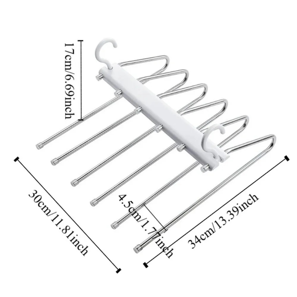 6 Layers Foldable Pants Hangers Hanging Hole Rotatable Multifunctional Trouser Rack Durable Anti-Slip