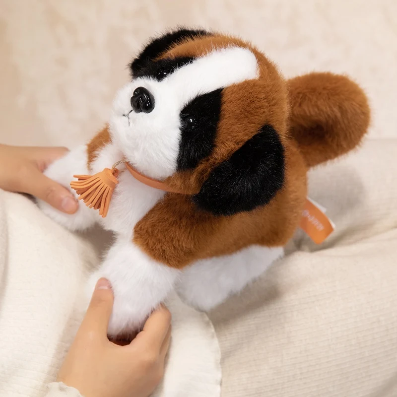 Simulation Reallife Saint Bernard Dog Plush Toy Cute Stuffed Animal Kawaii Standing Fluffly Puppy for Girls Kids Baby Gift Decor