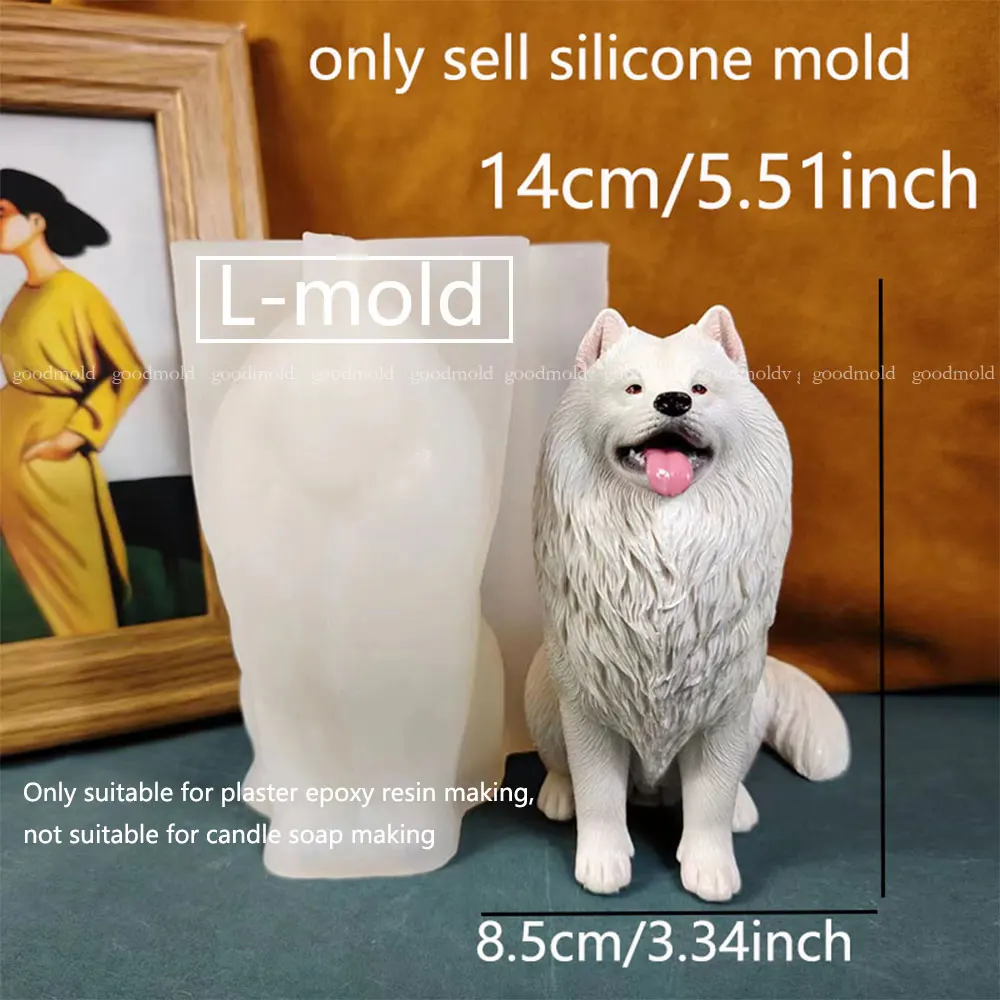 Samoyed Dog Plaster Mold Pet Dog Epoxy Resin Silicone Mold Animal Plaster Ornament Clay Handmade Mold