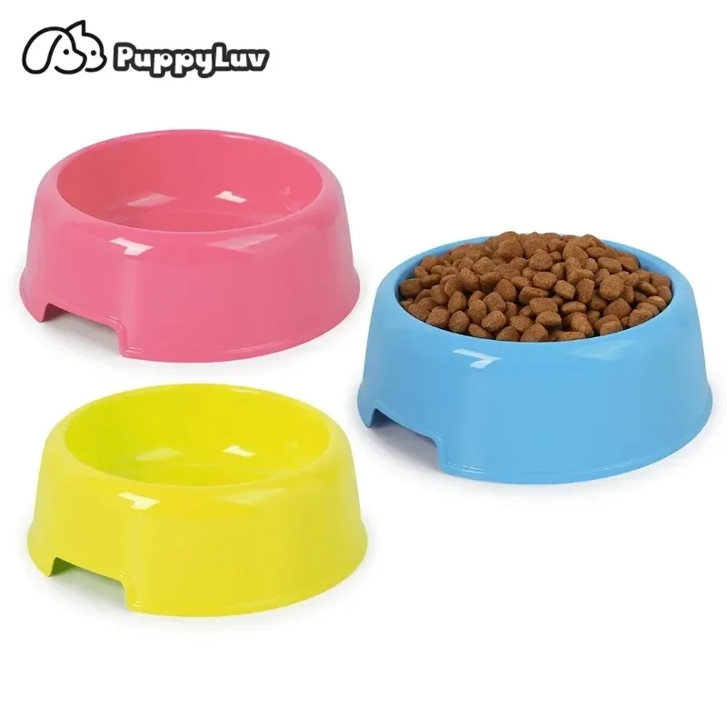 1Pc High Quality Solid Color Pet Bowls Candy-Colored Lightweight Plastic Single Bowl Small Dog Cat Pet Bowl Pet Feeding Supplies