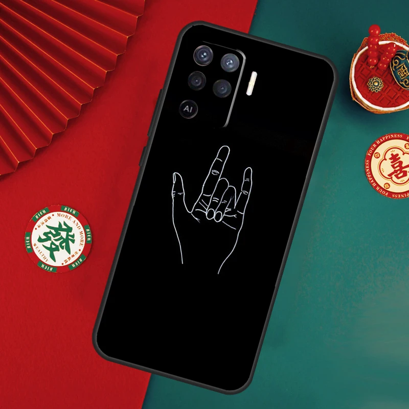 Rock Roll Skull For OPPO A57S A54S A53S A58 A78 A98 A16 A76 A96 A54 A74 A94 A5 A9 A52 A72 A15 A17 A77 Case