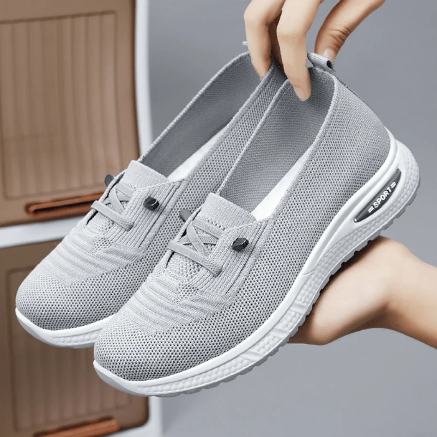 Women Mesh Knit Slip On Platform Sneakers, Lightweight Breathable Non-Slip Casual Walking Shoes for Daily Commute Outdoor Use