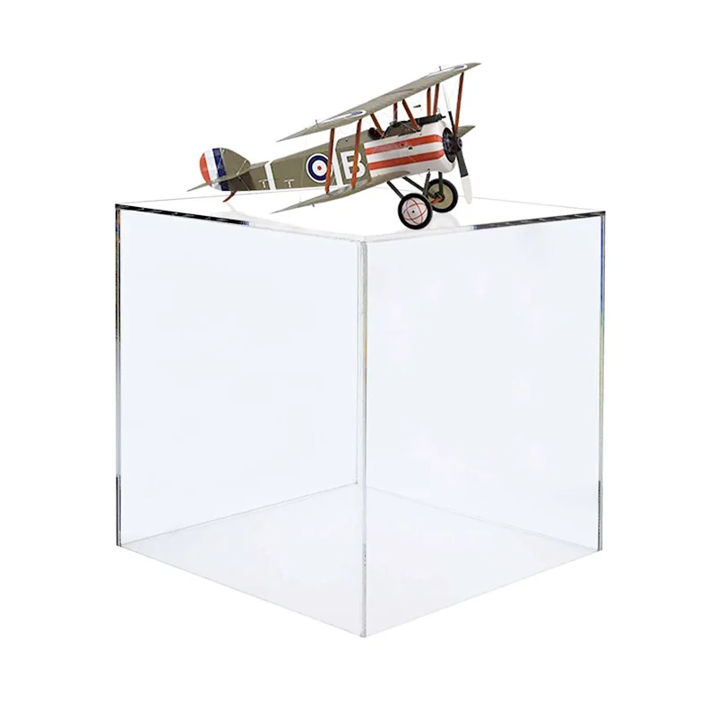 Clear Hollow Cube Jewelry Box Storage Holder With 1 Open Side Collectible Pins Badges Mementos Toys