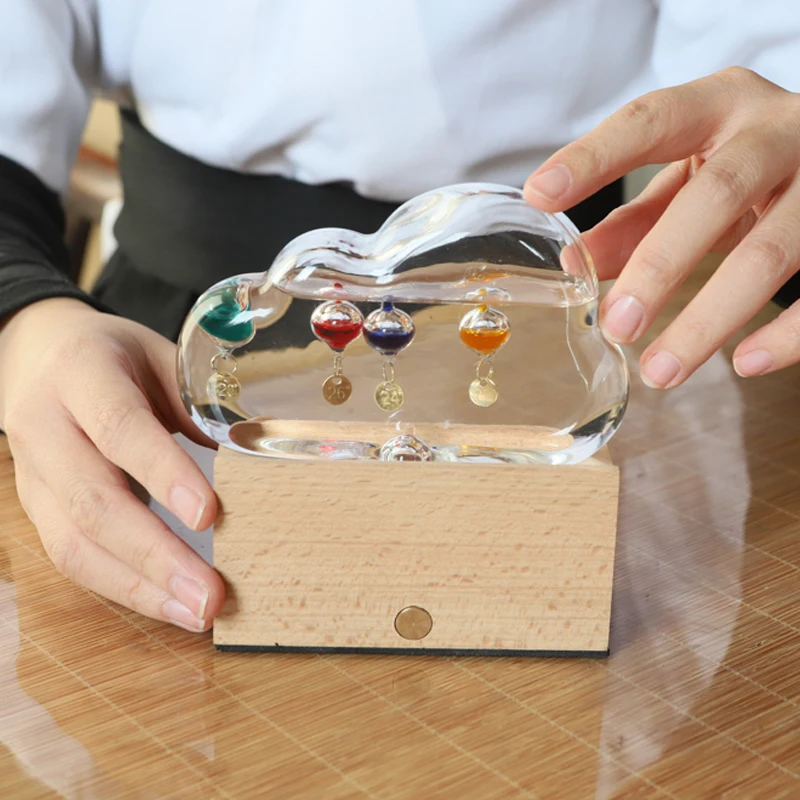 سحابة غاليليو الكرة ميزان الحرارة الإبداعية زخرفة توقعات الطقس زجاجة عيد ميلاد السنة الجديدة هدية الكريسماس