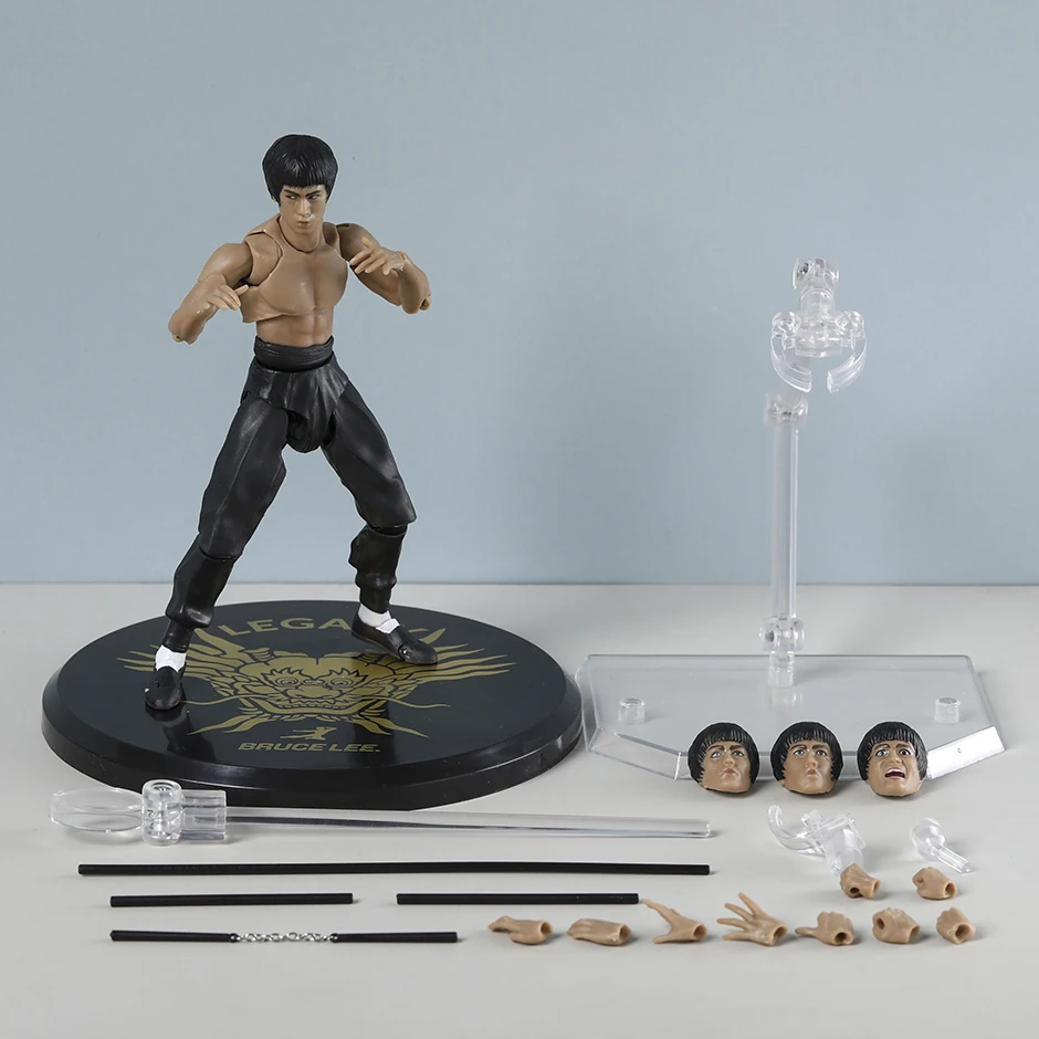 Figura de Ação Colecionável SHF Bruce Lee Legacy 50th Ver, Modelo com Juntas Móveis