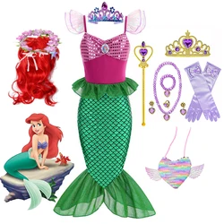 Girls Mermaid Dress Ariel Prom Princess Costumes Cosplay Dress for Kids Girls Summer Casual Halloween Birthday Party Dress Up