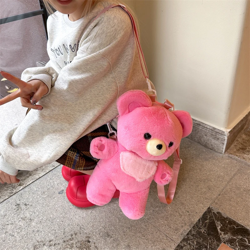 Cartoon Small Bear Plush Large Capacity Multi Purpose Backpack Children Comfort Schoolbag