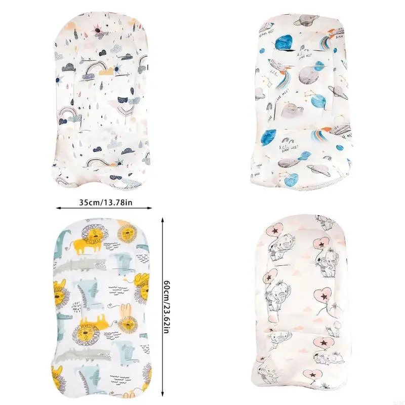 A5YC Baby Strollers Mattress with Printed Pattern Cushion Baby Body Cusion Pad Liner Toddlers Pram Double Sided Pad