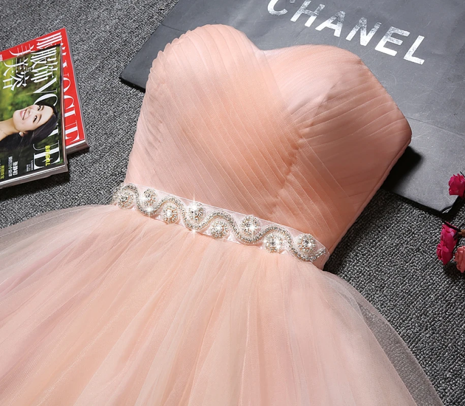 Customized Crystal Pink Short Bridesmaid Dresses Blue Grey Champagne White Mesh Tulle Net Lace Up Lady Girl Banquet Party Gown