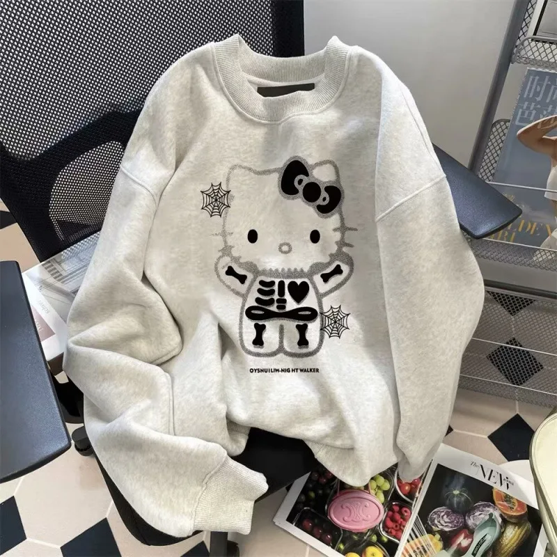 New Kawaii Hello Kitty Casual Hoodies Pullover Anime Autumn Winter All-match Oversized Cartoon Women Men Sweatshirts Tops Gifts