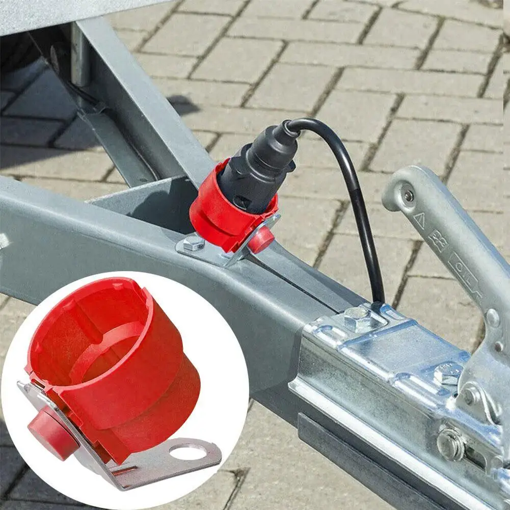 Red Round Parking Cover Trailer Plug Holder ABS Accessory Bracket Fixed Trailer Connector For 7 /13 Pin Trailer Plugs