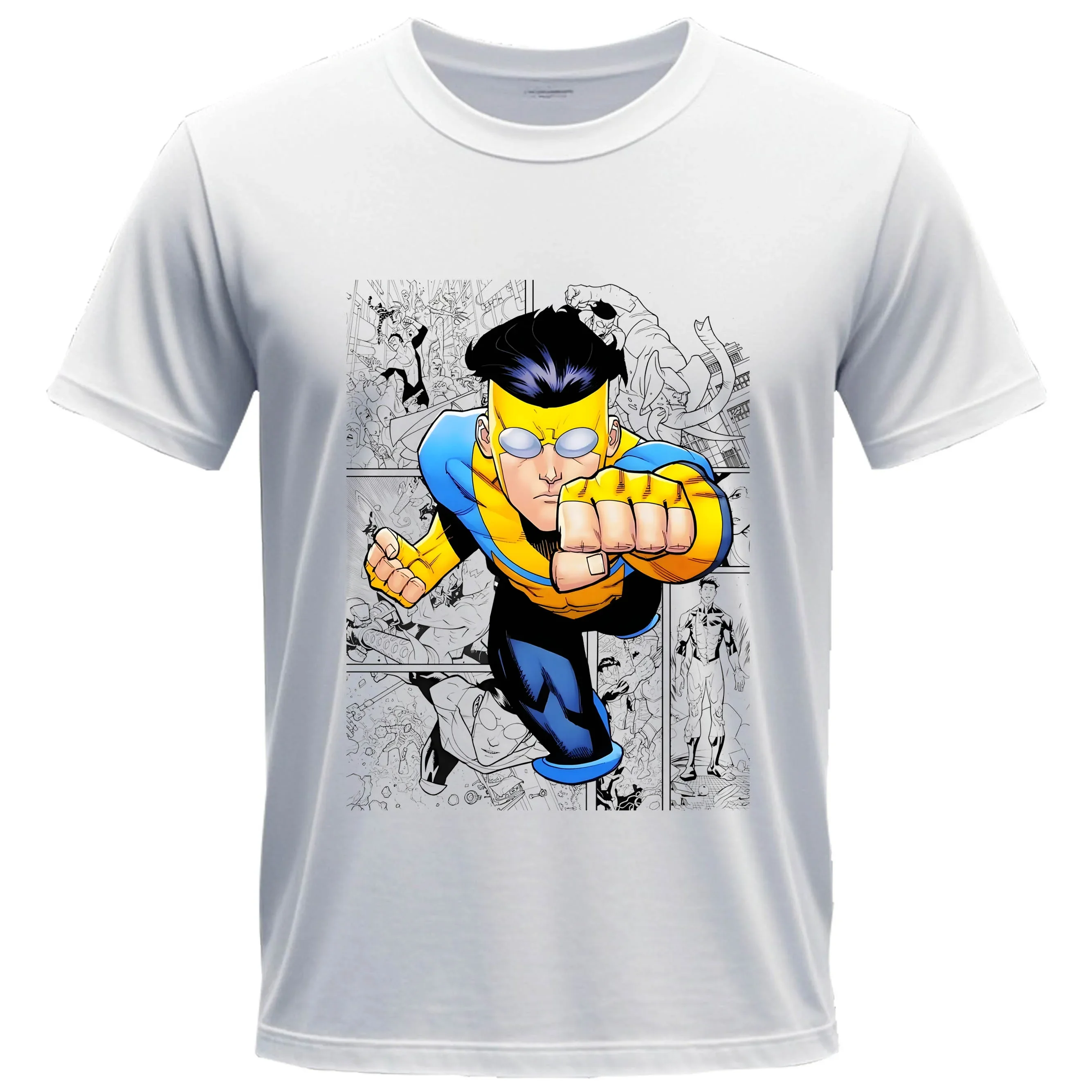 

Футболки Invincible Animation TV Invincible для мужчин и женщин для взрослых, аниме, футболка из 100% хлопка с круглым воротником и короткими рукавами, всесезонные топы