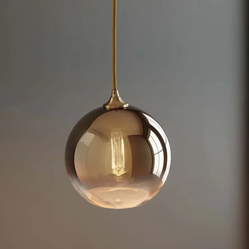 Modern Gold Silver Glass Ball Pendant Light Lighting for Living Dining Meeting Room Bedroom Bar Indoor Decoration Hanging Lamps