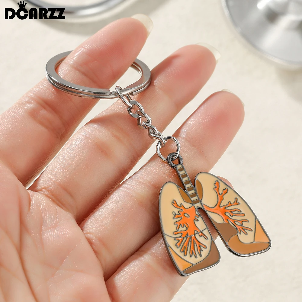 DCARZZ Medical Lung Charm Keychain Creative Enamel Pendant Keyring Biology Anatomy Jewelry for Doctor Nurse Student