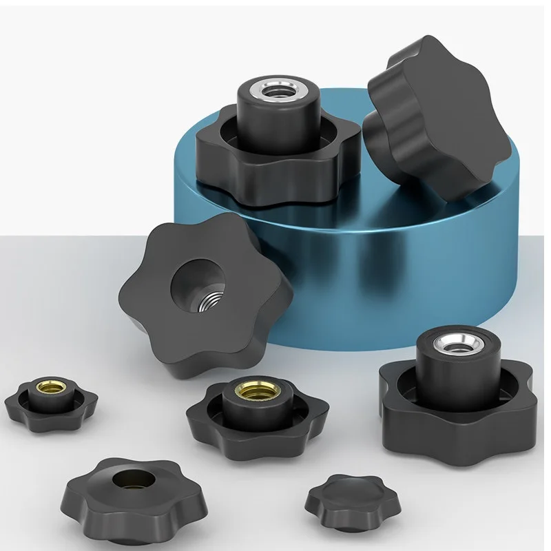 Through Hole/Blind Hole Clamping Nuts Knobs 1/4 Inch Female Thread Star Knob Handles Star Shaped Nuts