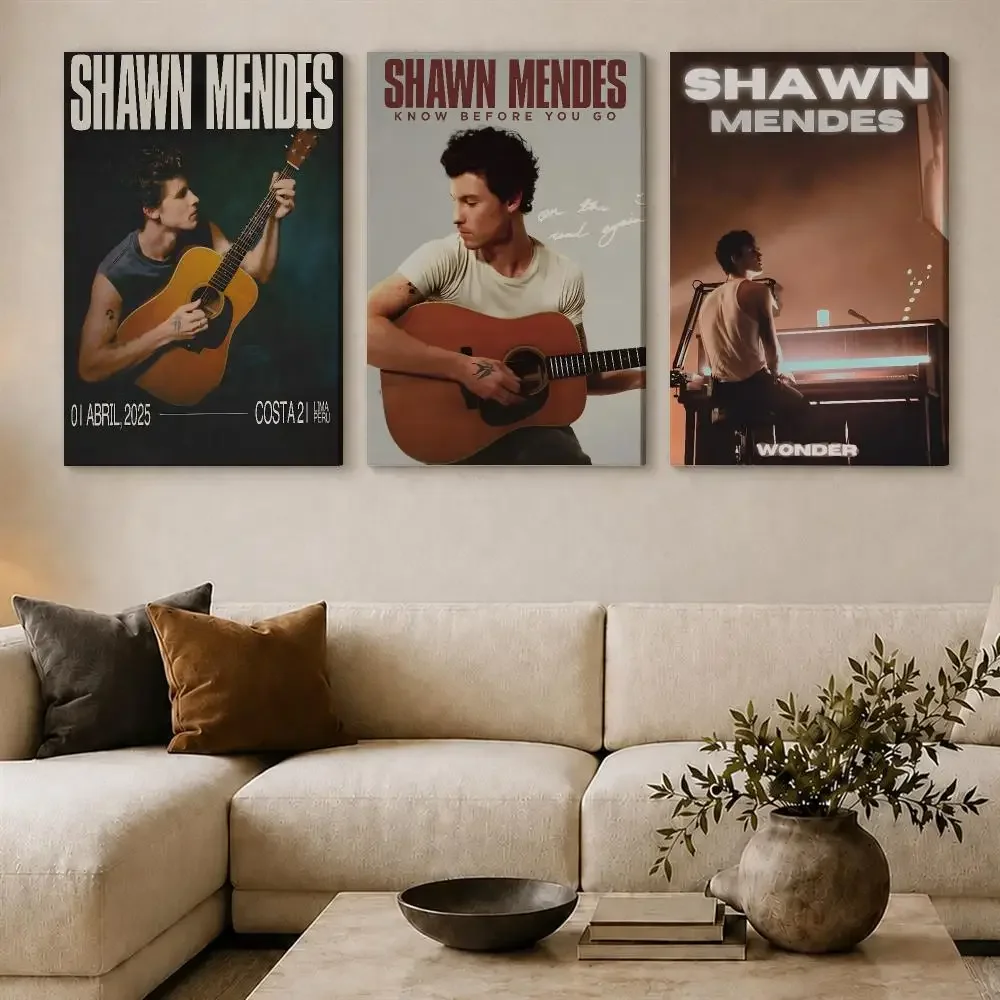 Singer S-Shawn Mendes Painting Calligraphy Framed Canvas Wall Art Gallery Wrapped Ready To Hang Living Room Bedroom Home Decor