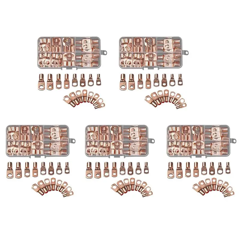 AS94-350Pcs Wire Lug Connector Ring SC6-25 Copper Connectors Bare Cable Electric Crimp Terminal Connector Kit