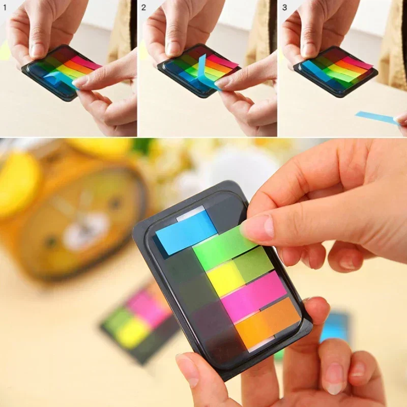 

1pack/lot Retractable Fluorescent Memo Stickers 3 Optional Styles Index Strips for Notes Indexing