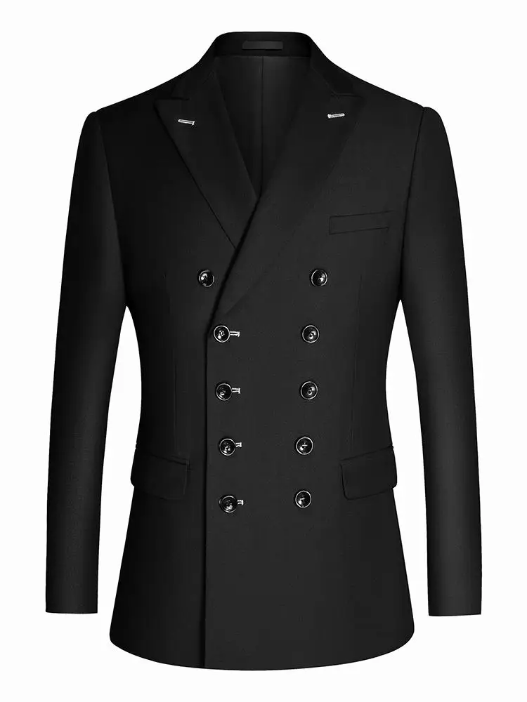 

Мужской деловой повседневный приталенный двубортный костюм в корейском стиле, новинка весны, большие размеры, формальная одежда, смесь полиэстера и вискозы