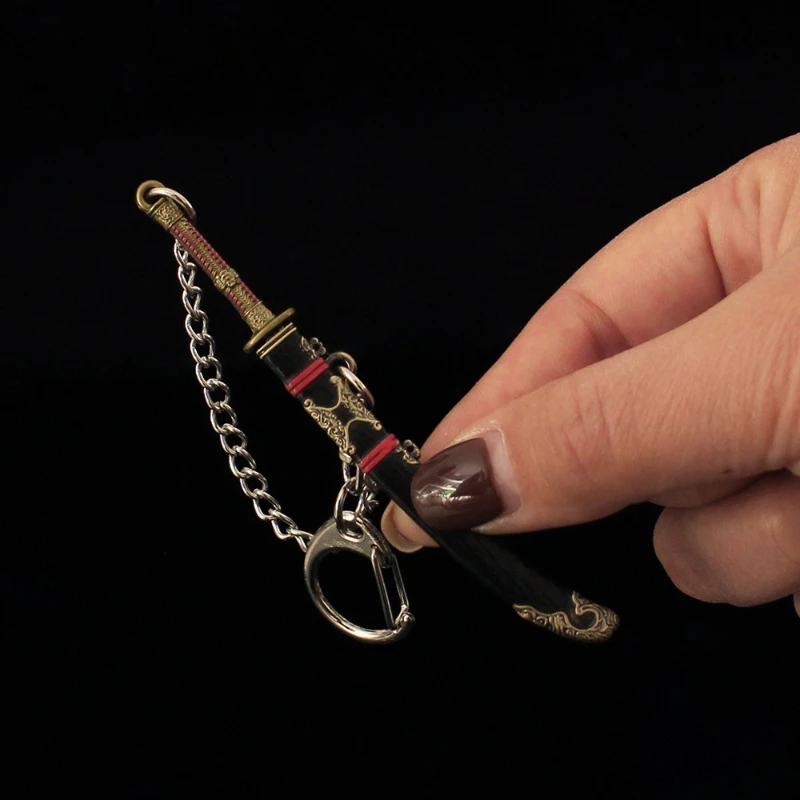 9cm/3.54in Arena Breakout Peripherals Mini Embroidery Spring Wild Ling Sword with Sheathed Keychains Pendant Game Weapon Models